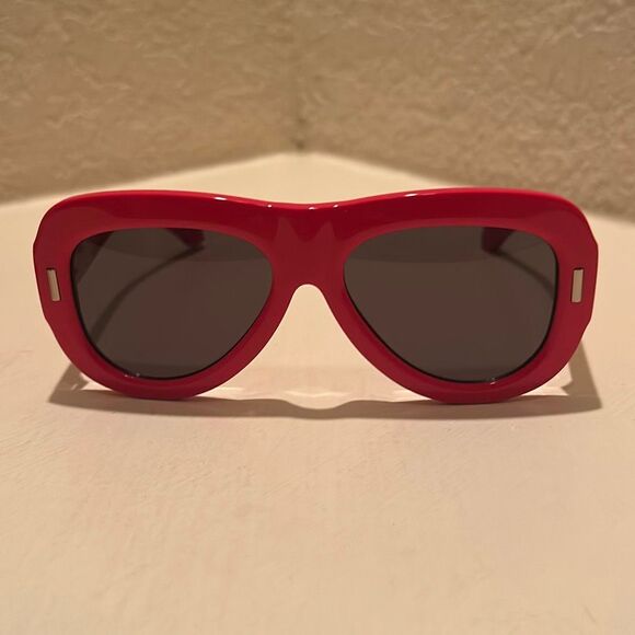 Ferragamo Wide Aviator Sunglasses Bright Red Full Rim Plastic Frame SF2029SE NEW main image 6